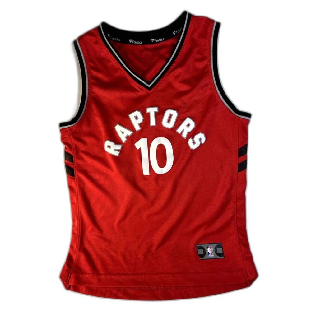 Fanatics NBA Toronto Raptors DeRonzan #10 Sports Jersey Boys Sz Lg Red